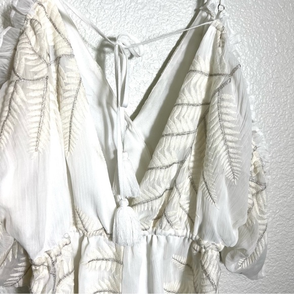 Lovers + Friends Malia Romper White with Silver Embroidery Size XS Romantic - Picture 7 of 13